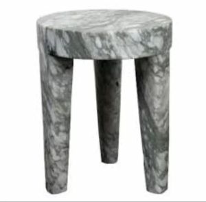 Gray Round Marble Stool
