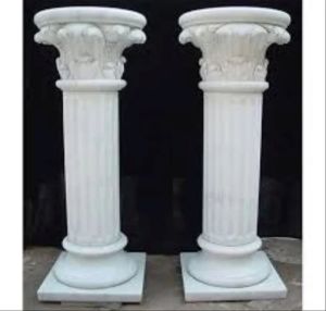 Hand Carved White Marble Pillar