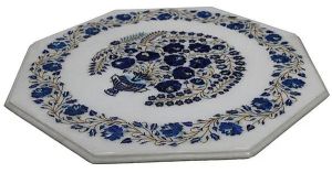 Hand Painted White Marble Tile