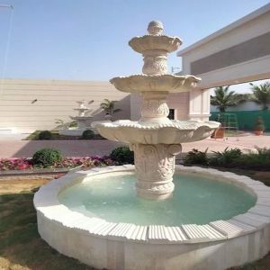 Outdoor White Marble Fountain