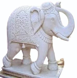 White Marble Elephant Statue