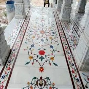 White Marble Outdoor Inlay Flooring Services