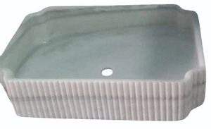 White Rectangle Makrana Marble Wash Basin