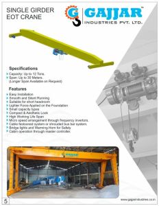 Industrial 10 Ton Single Girder EOT Crane