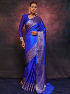 Royal Blue Soft Lichi Silk Sarees