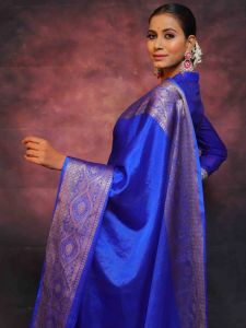 Royal Blue Soft Lichi Silk Sarees