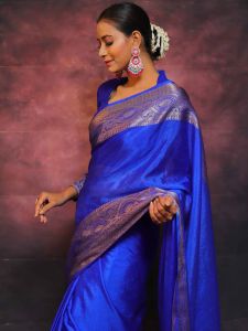 Royal Blue Soft Lichi Silk Sarees