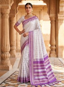 Contrast Soft Lichi Silk Sarees