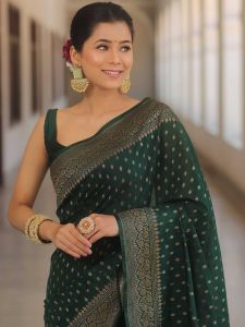 Green Soft Lichi Silk Sarees