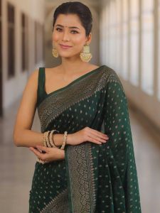 Green Soft Lichi Silk Sarees
