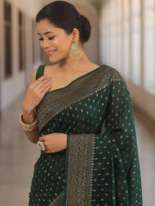 Green Soft Lichi Silk Sarees