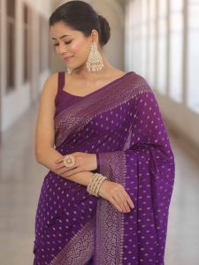 Magenta Soft Lichi Silk Sarees