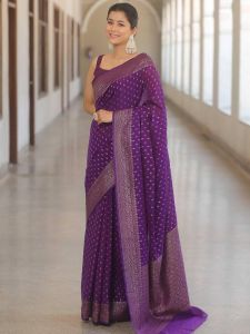 Magenta Soft Lichi Silk Sarees
