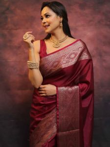 Maroon Soft Lichi Silk Sarees