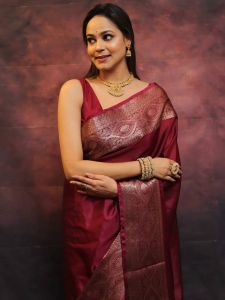 Maroon Soft Lichi Silk Sarees