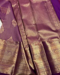 Purple Soft Lichi Silk Sarees
