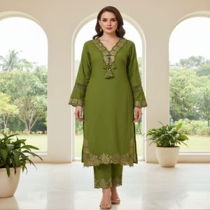 Ladies Green Cotton Suit