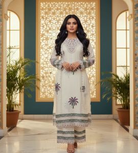 Ladies White Cotton Suit