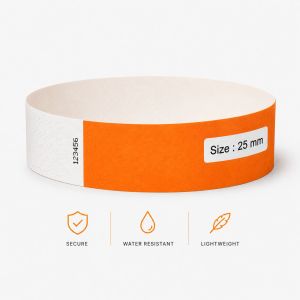 Orange Tyvek Paper Wristband
