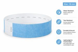 Sky Blue Tyvek Paper Wristband