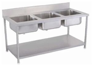 Commercial Stainless Steel Triple Bowl Sink Unit