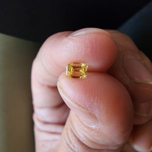 0.20 Carat Emerald Cut Yellow CVD Diamond