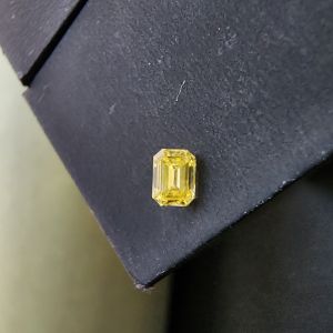 0.20 Carat Emerald Cut Yellow CVD Diamond