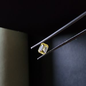 0.20 Carat Emerald Cut Yellow CVD Diamond
