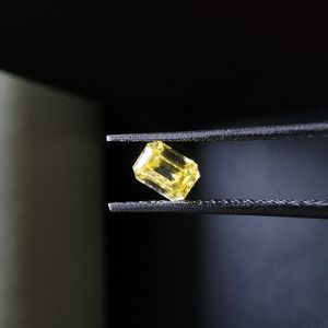 0.20 Carat Emerald Cut Yellow CVD Diamond