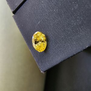 Elegant 0.37 Carat Oval Cut Fancy Yellow CVD Diamond