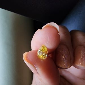 Elegant 0.72 CT Pear Yellow Lab Grown CVD Diamond
