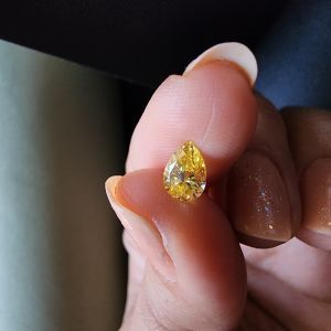 Elegant 0.72 CT Pear Yellow Lab Grown CVD Diamond