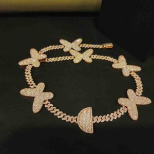 Luxury Butterfly Sterling Silver Unisex Hip Hop Cuban Chain