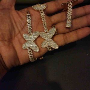 Luxury Butterfly Sterling Silver Unisex Hip Hop Cuban Chain