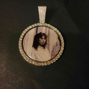 Customized Photo Diamond Halo Pendant