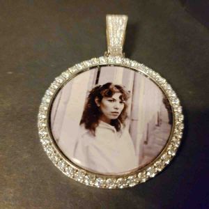 Customized Photo Diamond Halo Pendant
