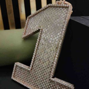 Elegant Iced Out Number 1 Dollar Sign Stainless Steel Hip Hop Pendant