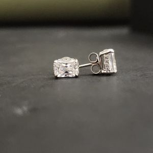 Elegant Radiant Cut Unique Diamond Stud Earrings