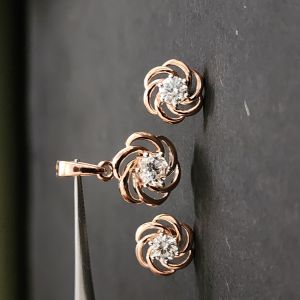 Unique Designer Flower Diamond Earring Set