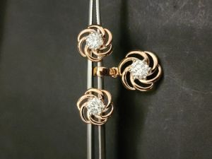 Unique Designer Flower Diamond Earring Set