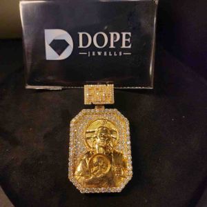 Jesus Gold Tone Hip Hop Diamond Pendant