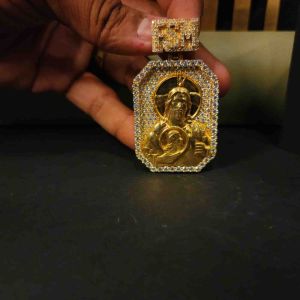Jesus Gold Tone Hip Hop Diamond Pendant