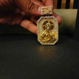 Jesus Gold Tone Hip Hop Diamond Pendant