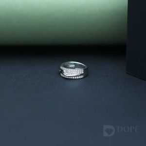 Unisex Round Double Row Diamond Band