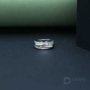 Unisex Round Double Row Diamond Band