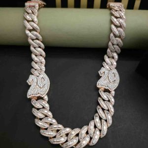 Men\'s Luxury Full Iced Out Sterling Silver Hip Hop Cuban Chain