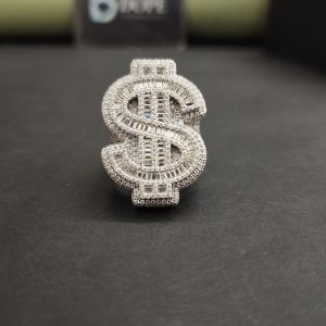 mens baguette dollar hip hop diamond ring