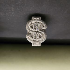 mens baguette dollar hip hop diamond ring
