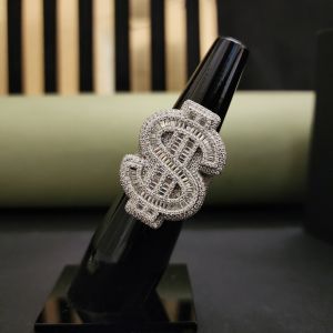 mens baguette dollar hip hop diamond ring