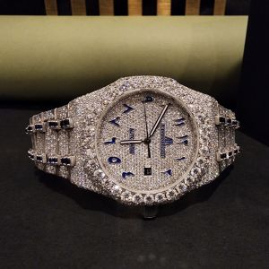 Elegant Numerals Round Dial Full Iced Out Diamond Watch